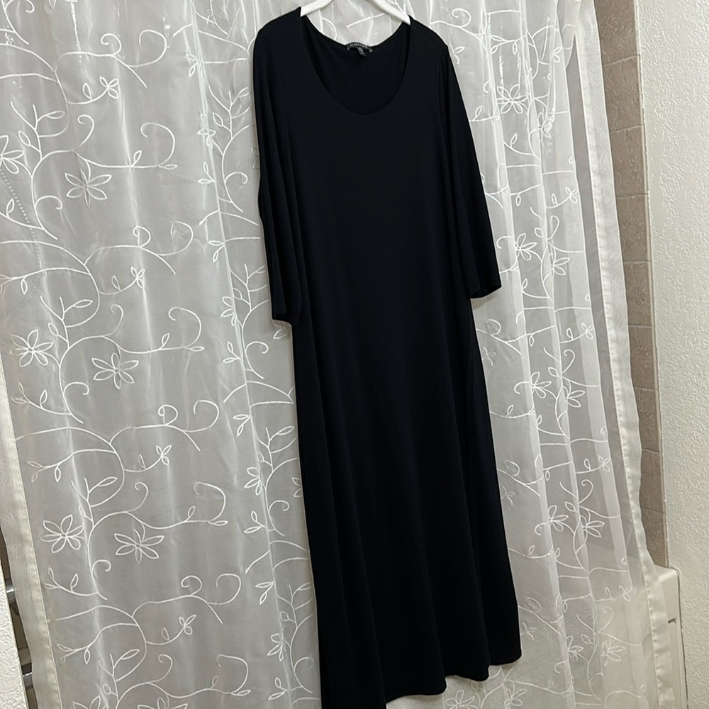 Eileen Fisher size medium black dress faux wrap midi. - Picture 6 of 6